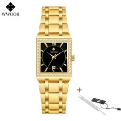 WWOOR Women's Gold Luxury Steel Bracelet Watch - Yes (Gold black)