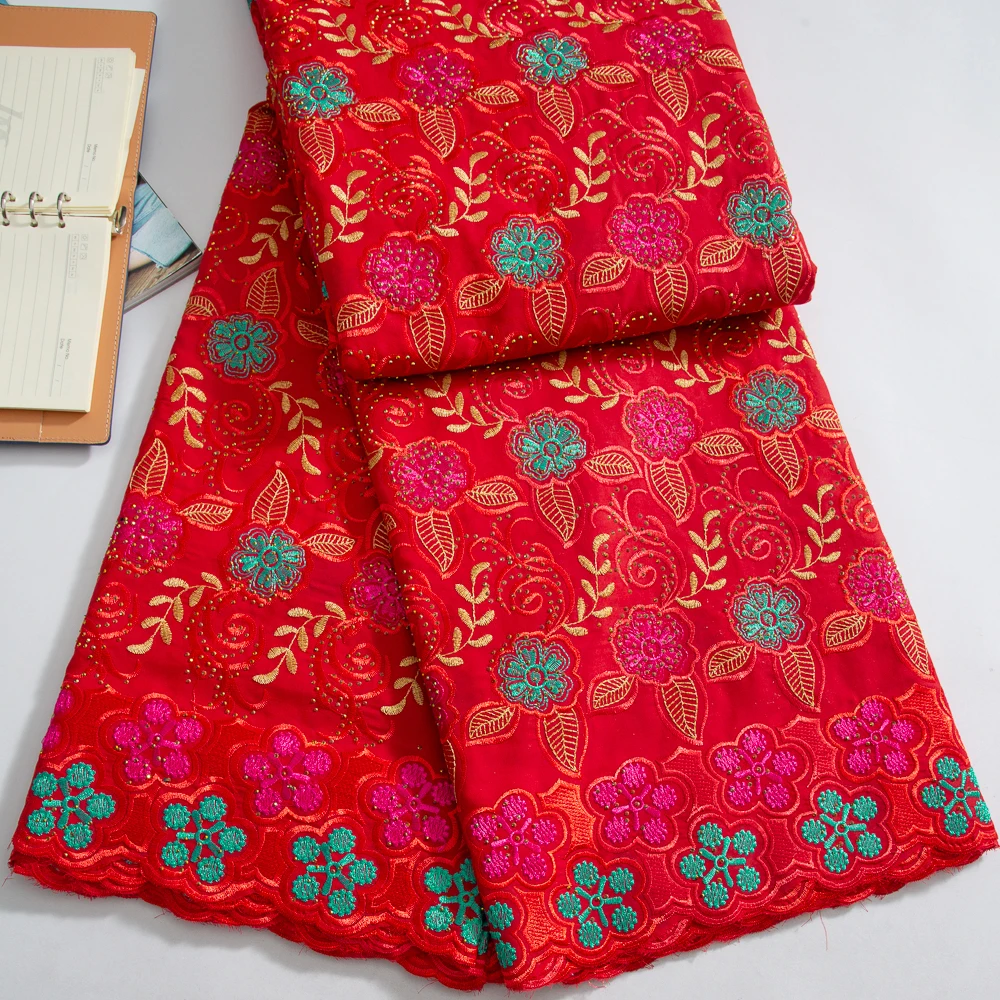 

SJD African Cotton Lace Fabric With Crystal 2024 High Quality Nigeria Cotton Lace Dubai Style Swiss Voile For Women Prom Dresses