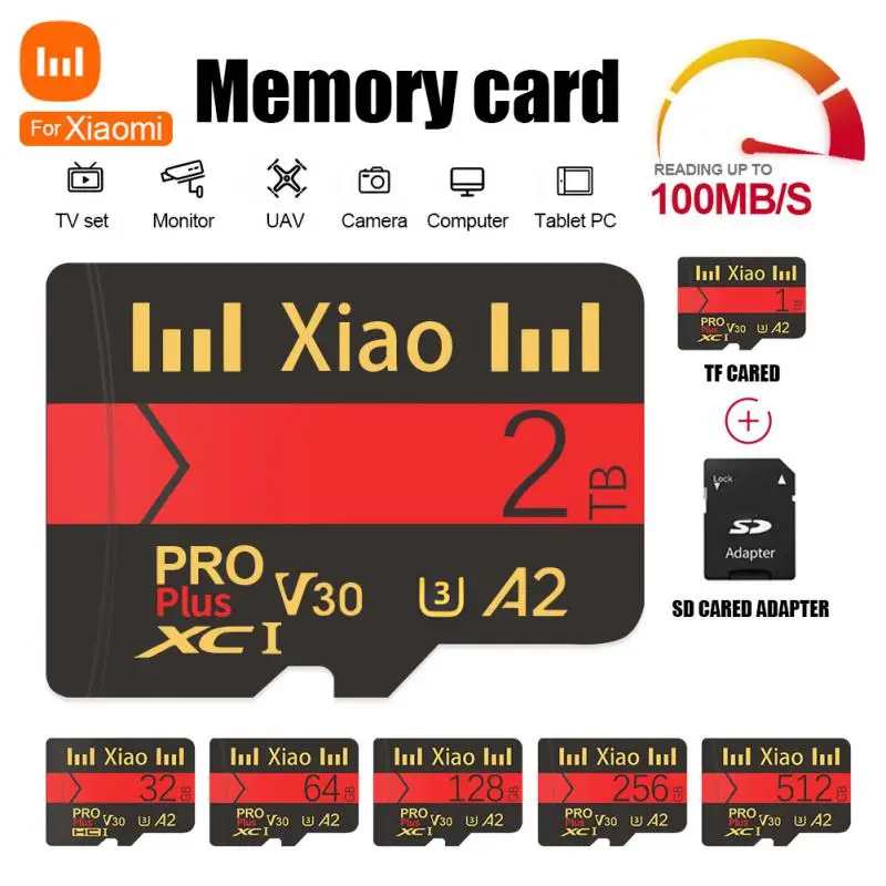 

For Xiaomi Micro TF SD Card 2TB Memory Card 1TB Class10 Micro TF A2 High Speed Flash TF Cards 512GB 256GB For Phones Drones Ps4