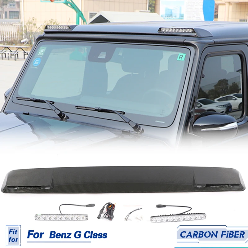 Car Front Roof Spoiler Carbon Fiber for Mercedes Benz G Class W463 W464 G550 G63 AMG 2019 UP Front Roof Wing Lip with Light 1