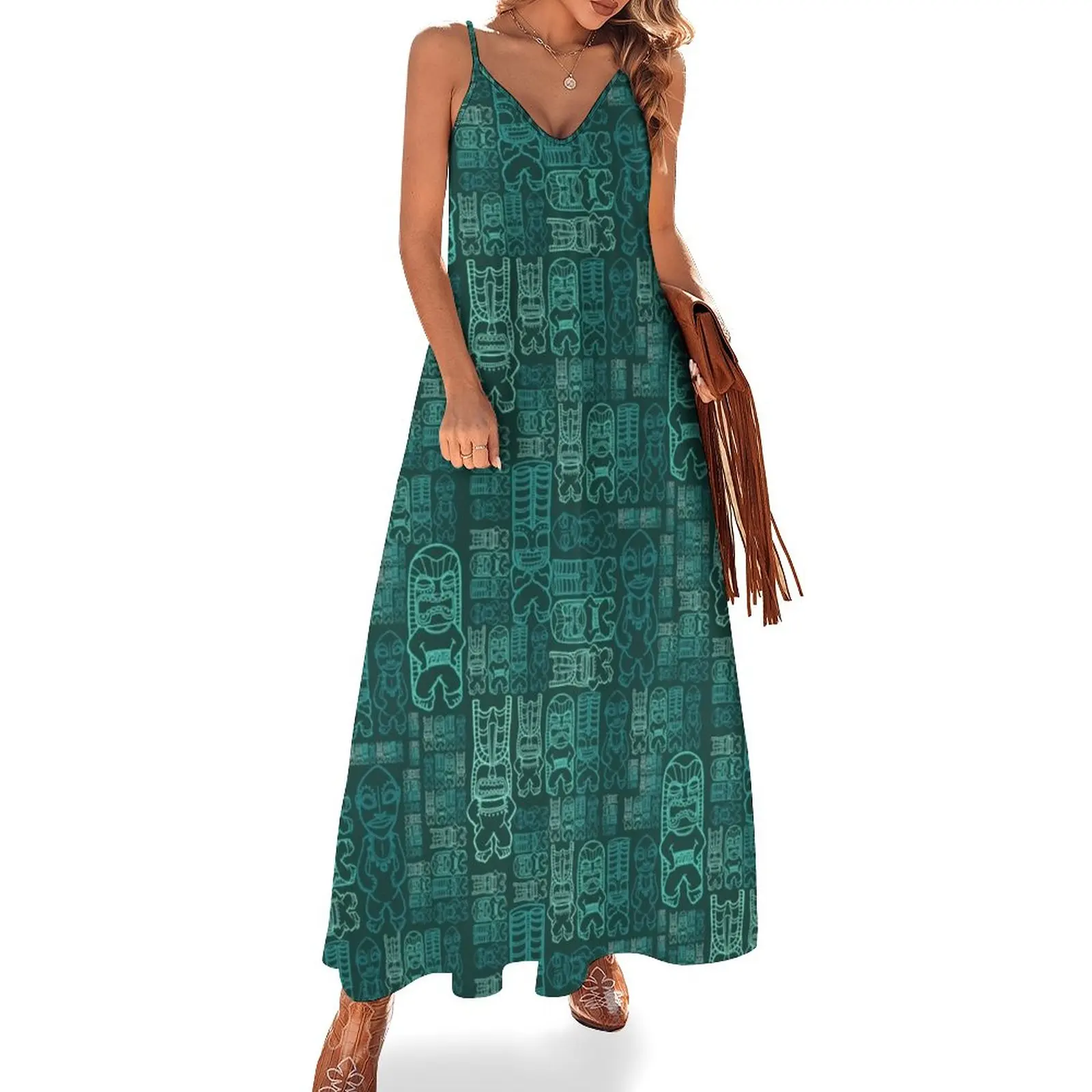 

Tiki Stacks, Teal Sleeveless Dress Women dresses summer Women's summer suit women's clothing trend 2024