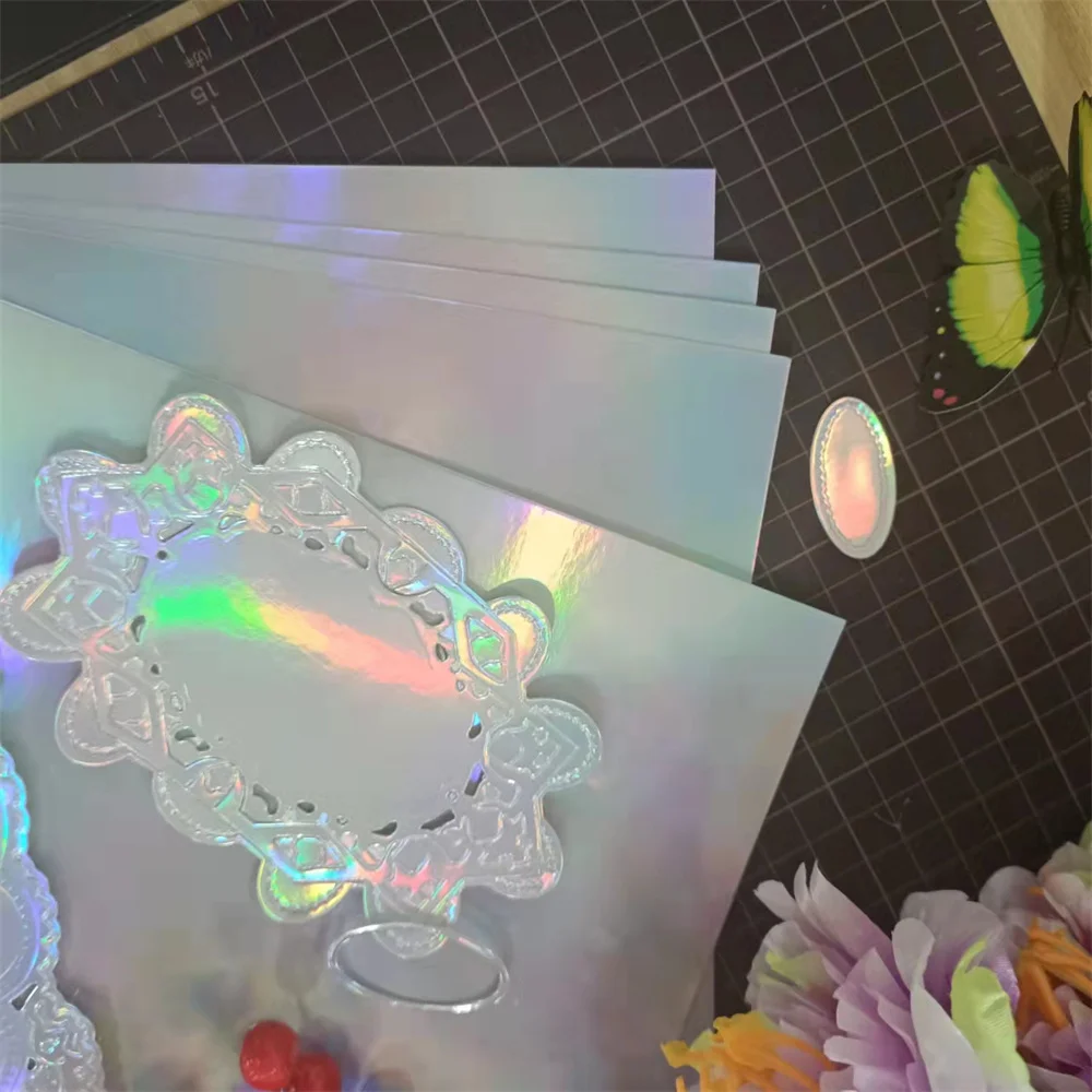 

6 Pieces 250gms A4 20cmx30cm, Single -sided Laser Silver Cut Paper for Cutting Dies Matte Foil Card Hot Sale