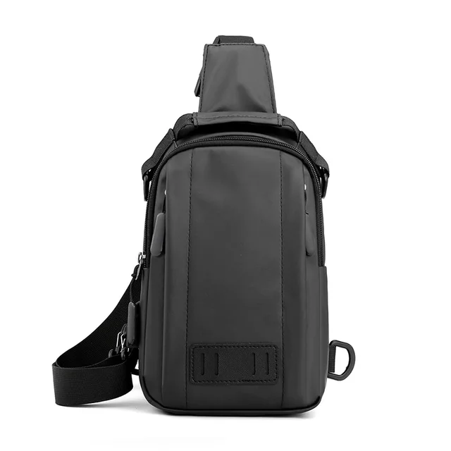 Men Nylon Crossbody Bag with USB Charging Port Multifunction Outdoor Travel Waterproof Daypack Male Casual Messenger Chest Bags Black A
