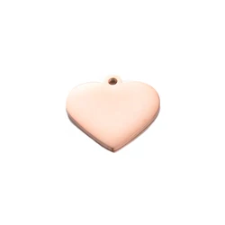 Heart Love Pendant Accessories - Mirror Polished Stainless Steel for DIY Jewelry Making - 30 Pieces Wholesale Pack (14x15mm Rose gold)