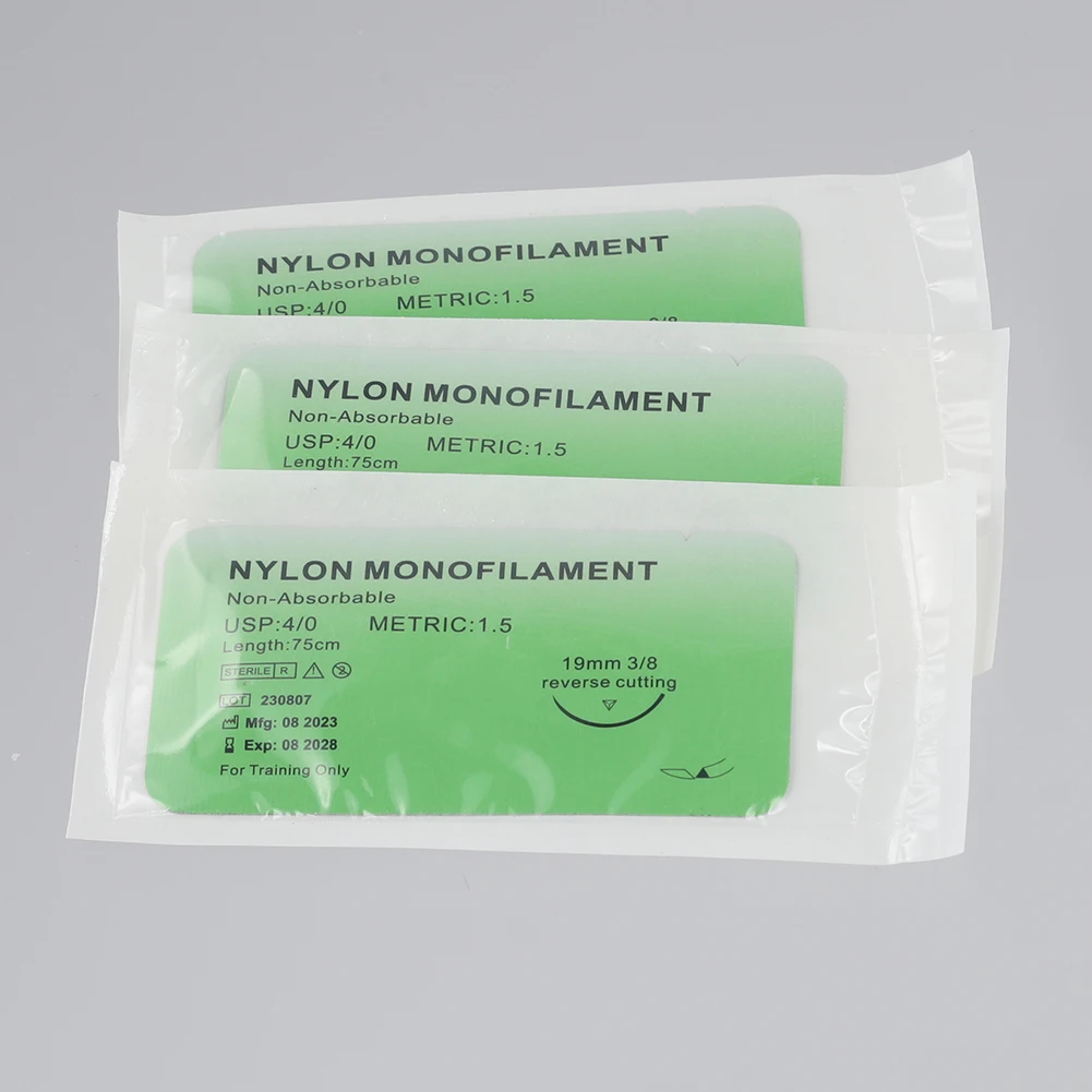 1-100Pcs 4 0 120CM Medical Surgical Suture Monofilament Needle Nylon Surgical Simulation Suture Thread Teaching Exercises Surgical Training Kit Suture Practice Kit