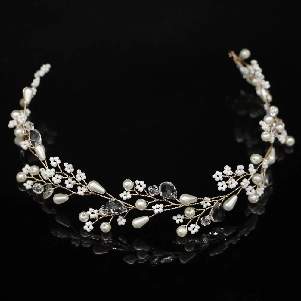 Description Picture 4 of itemDiamante Fashion Crown Headpiece Hair Ornaments Wedding Hair Accessories Bridal Hair Vine Pearl Leaf Bride Crystal Headband