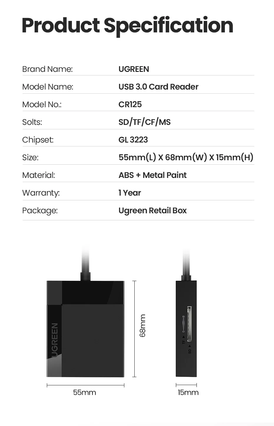 micro sd tf cf ms compacto adaptador