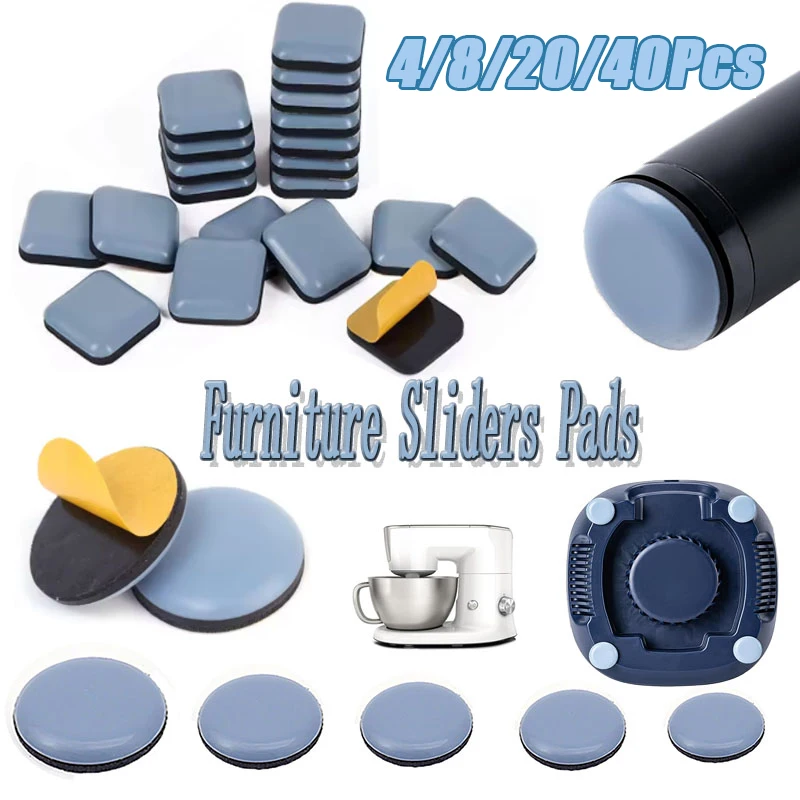 4/8/20/40Pcs Feet Gliders Sliding Pads Home Furniture Sliders Furniture Gliders PTFE Floor Mover Pads For Household Hardware 1