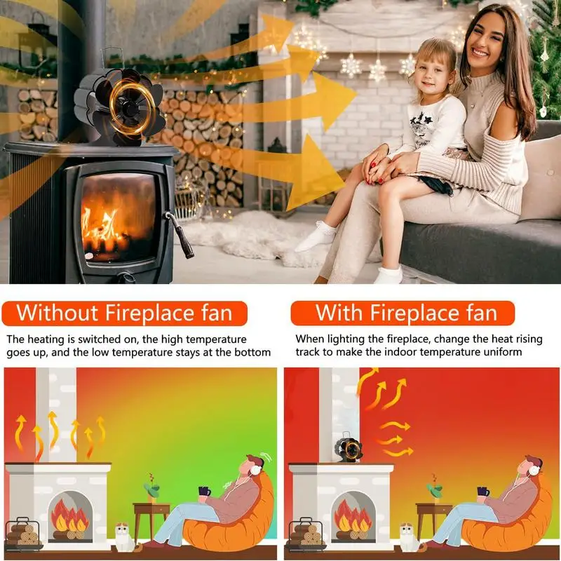 Wood Stove Fan Silent Operation Fireplace Fan Silent Circulation