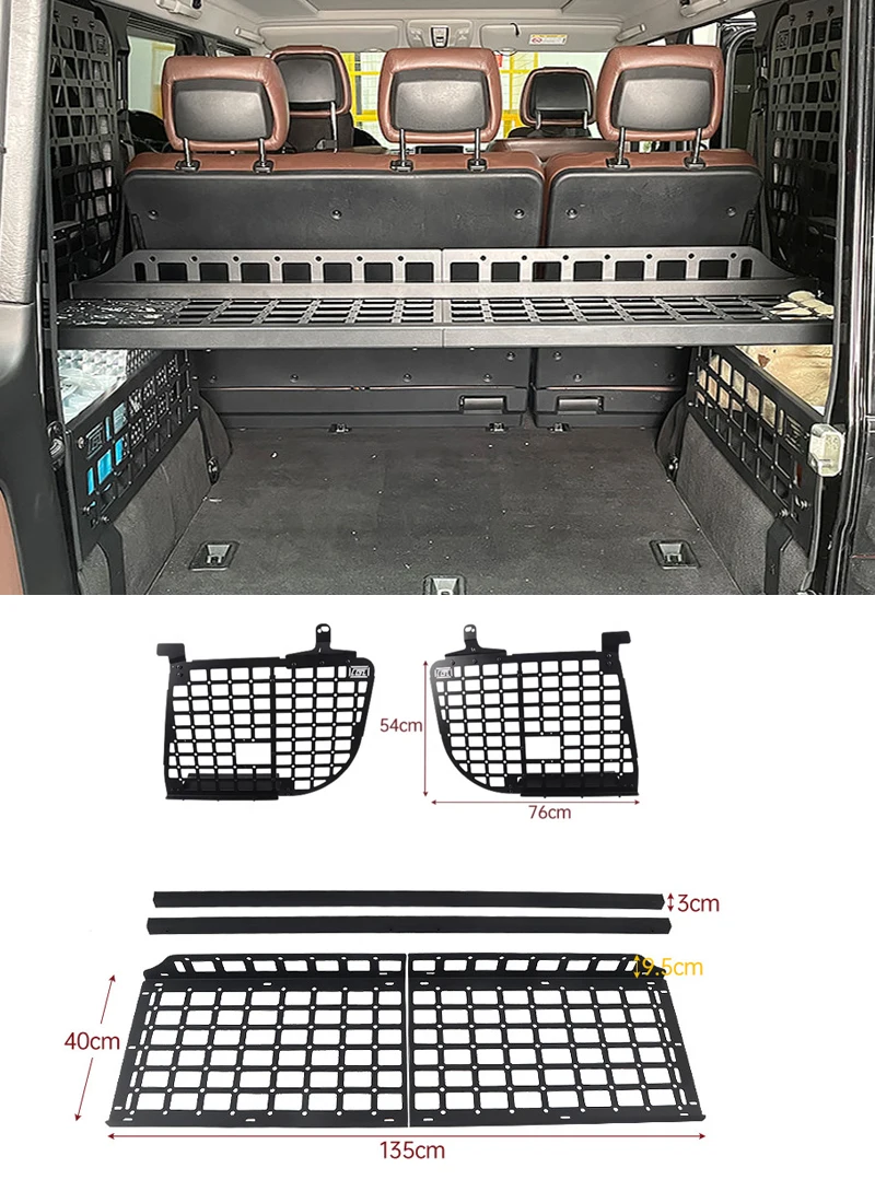 

For Mercedes-Benz G-Class G500 G55 2004-2017 Modular Storage Panel Shelf Modification Rear Trunk Debris Rack Molle panel