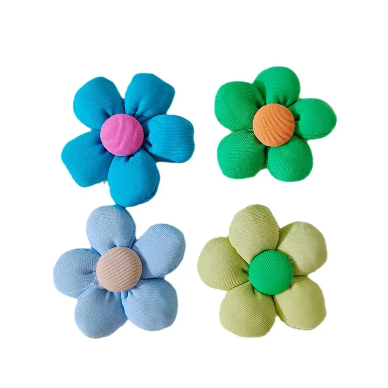 5PCS New small fresh elastic fabric flower accessories DIY five-petal flower hairpin clothing bag shoes and hats decorative mate