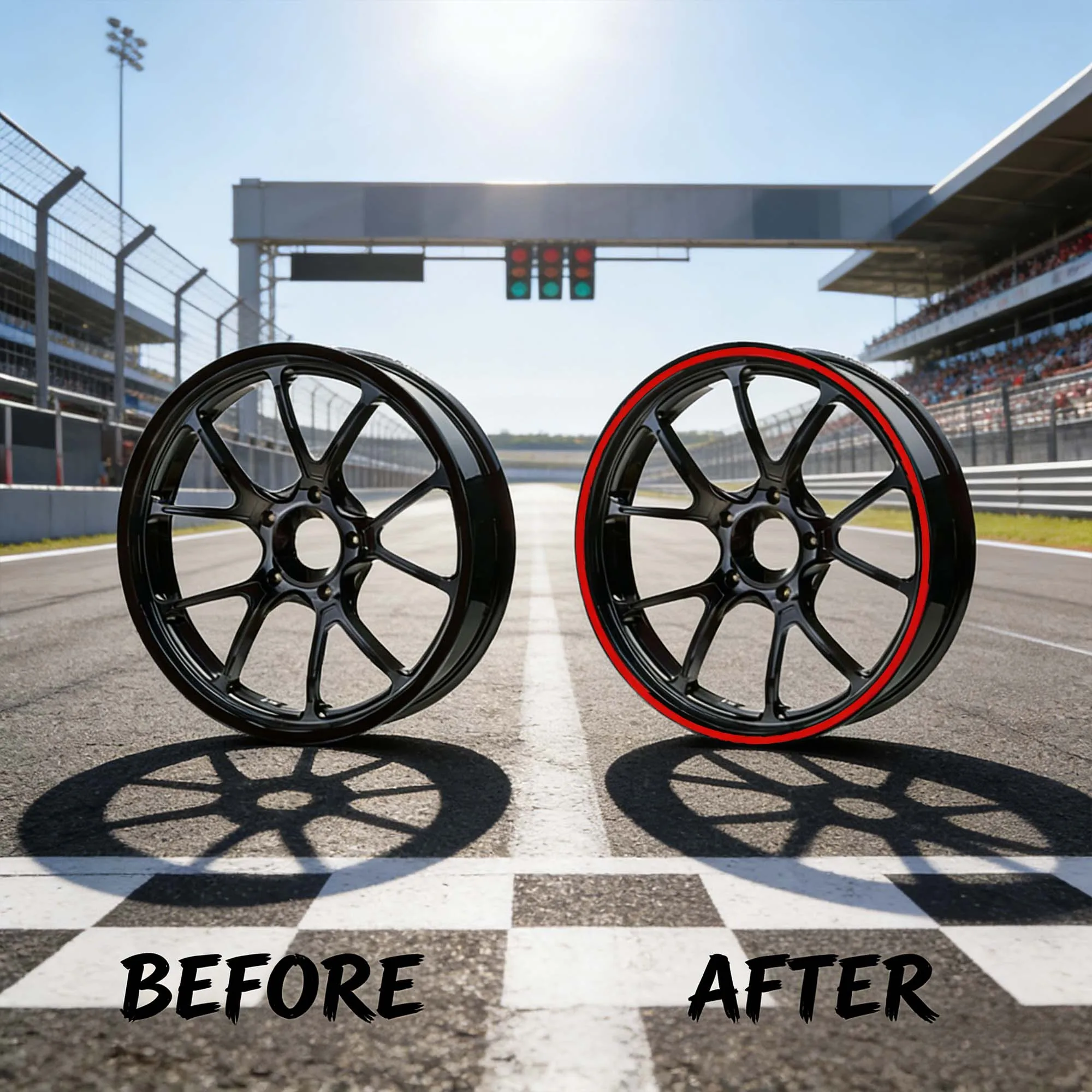 Racing Stripe Wheel Sticker Set - Durable, Waterproof Vinyl Decals