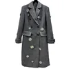 2024 High-quality Rhinestone Decorative Woolen Coat Temperament British Style Capable H-shaped Extended Jacket Winter 4