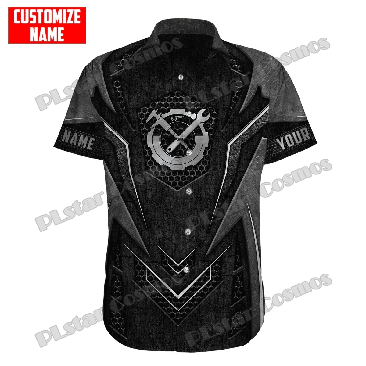 Personalisierter Name Mechanic 3D All Over Bedrucktes Herren-Hawaii-Hemd Sommer Unisex Casual Beach Kurzarm-Knopfhemd SH09 – Detail 10