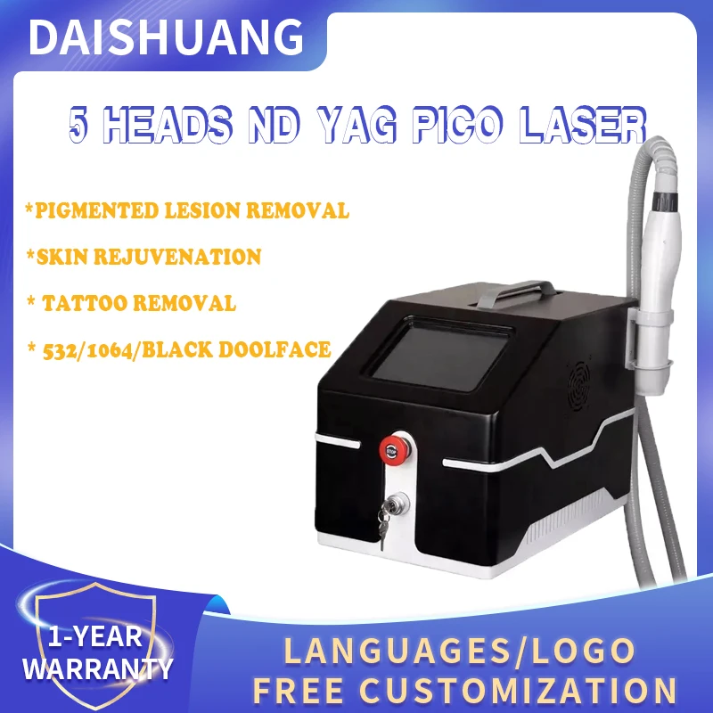 Portable Nd Yag Carbon Laser Peel 2 in 1 Picosecond Laser Tattoo Permanent Pigmentation Removal Machine Burning Body Sliming
