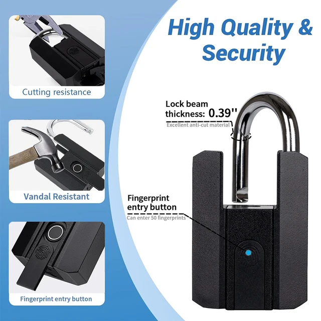 BBDHOME Smart Padlock TTlock App Control Fingerprint Keyless Waterproof IP67 Outdoor Biometric Tough Suitable Gym High Quality 3
