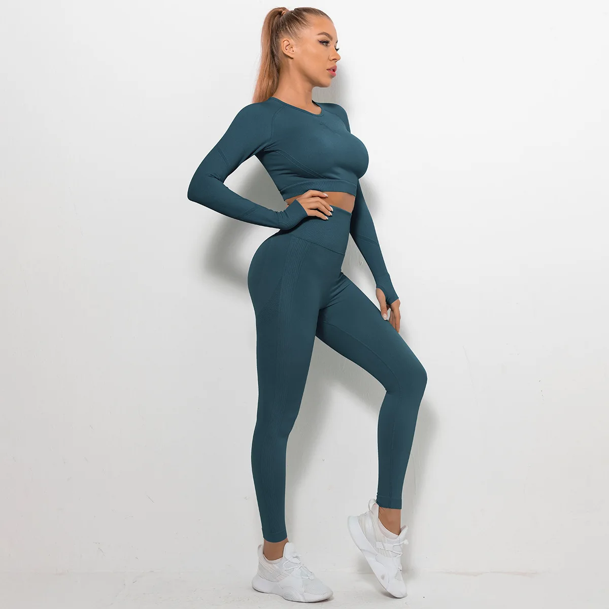 Seamless Yoga Sets Women Gym Clothes XL Workout Sportswear Fitness High  Waist Leggings Long Sleeve Crop Top Sport Suits Athletic - AliExpress