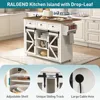Kitchen Island with Storage, Kitchen Cart with Charging Station, Rolling Kitchen Island Table with Drop-Leaf, 3 Drawers 3