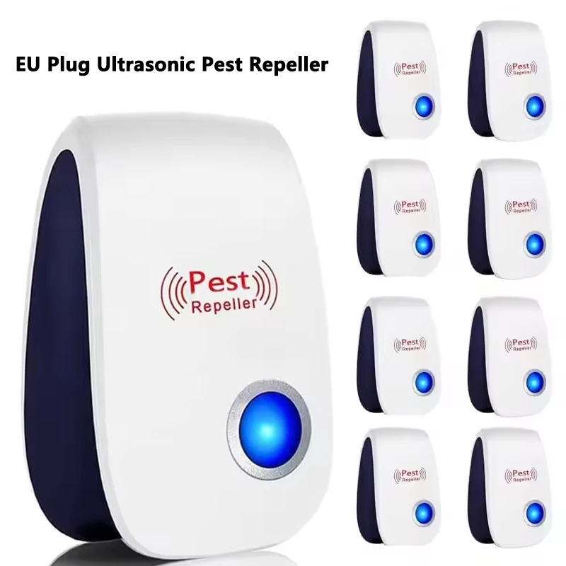 Ultrasonic Pest Repeller EU Plug Insects Electronic Pest Repellent 360&deg; Indoor Efficient Controls Spiders Repeller For Home 6PCS