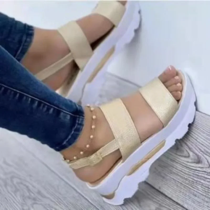 Women Sandals Women Flats Comfortable Sandals Women Summer Platform Sandals Buckle Strap Open Toe Thick Bottom Punk Ladies Casual Flats Beach Shoes Sandalias De Mujer