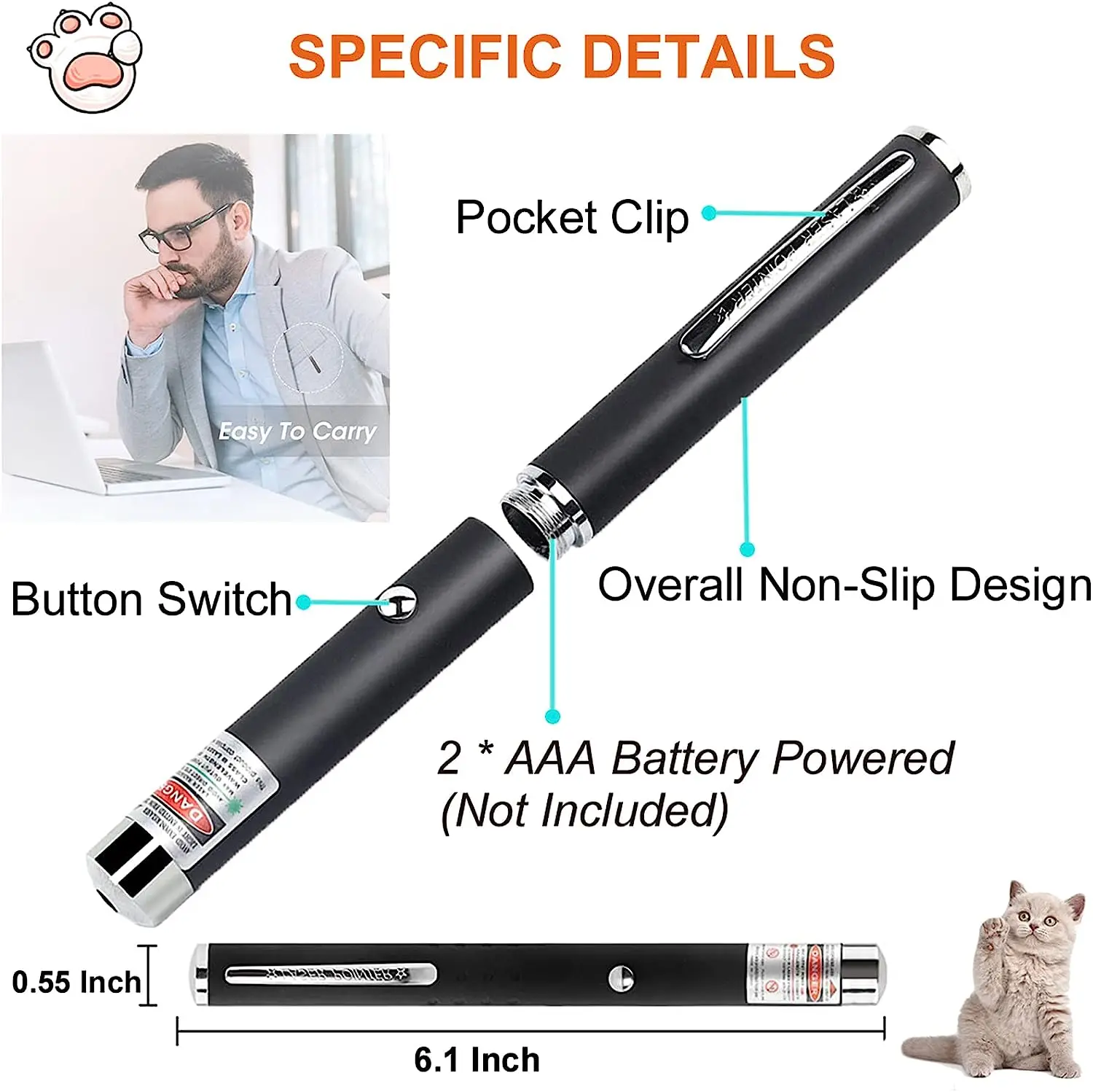 Mini 2 in 1 Cat Keychain Pointer LED Torch Pet Cat Toy Flashlight laser pointer
