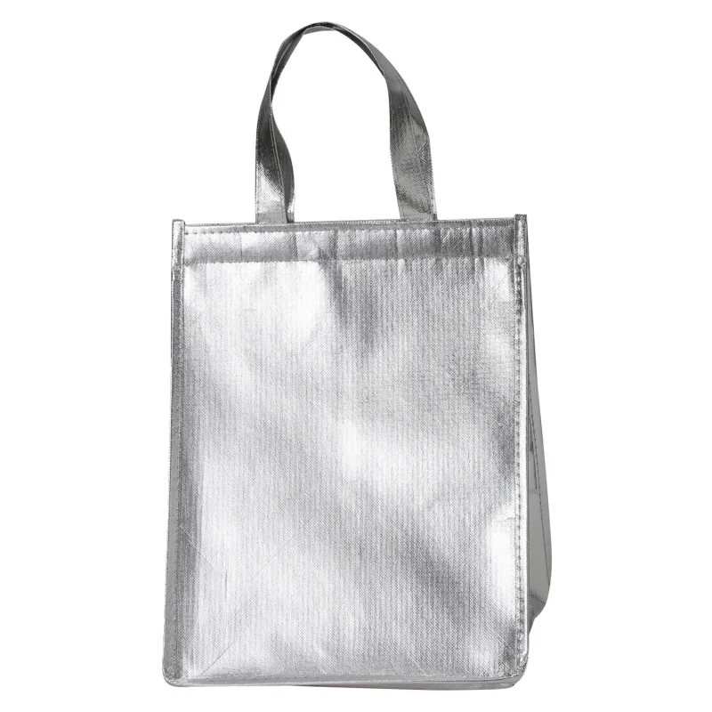1Pc Silver Thermal Insulated Lunch Bag – Large Square Foil Cooler Tote for Cake, Sandwi... - SKU TILB1544 - UGI Packaging