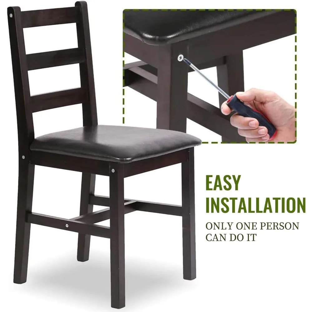 Kitchen Table and Chairs Dining Room Table Set,Wood Elegant Kitchen Sets for Small Space,Dark Brown 4