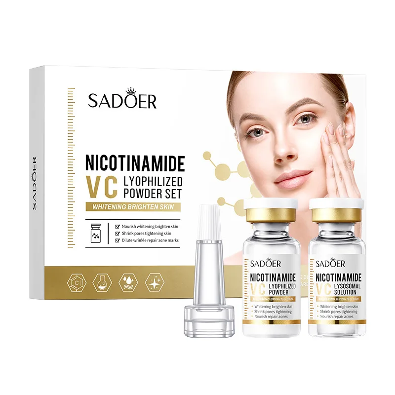 Niacinamide Whitening Face Serum  Freeze-Dried Podwer Set Shrink Pores Hydrating Brighten Anti-Aging Anti Wrinkle Skin Care 6