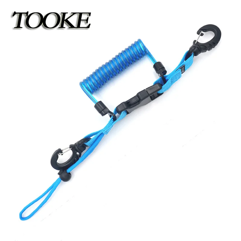 스쿠버 다이빙 Snappy 코일 스프링 카메라 매는 밧줄 수중 하우징 손전등 토치 용 링 다이빙이있는 나선형