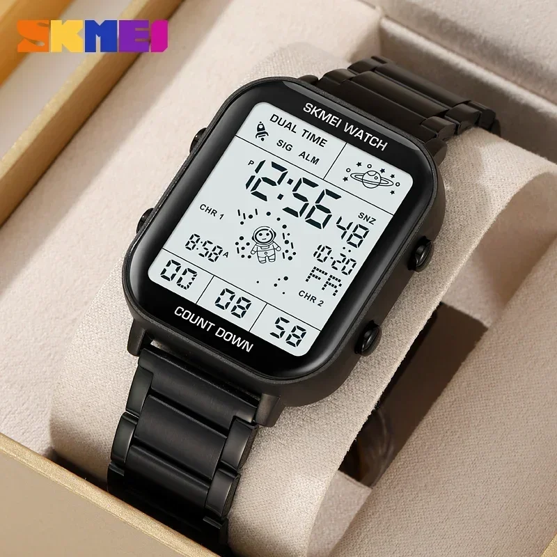 SKMEI 2301 Digital Watches for Men Luxury Waterproof Sports Stainless Steel Shockproof Mens Wristwatches Clock 1888 Reloj Hombre