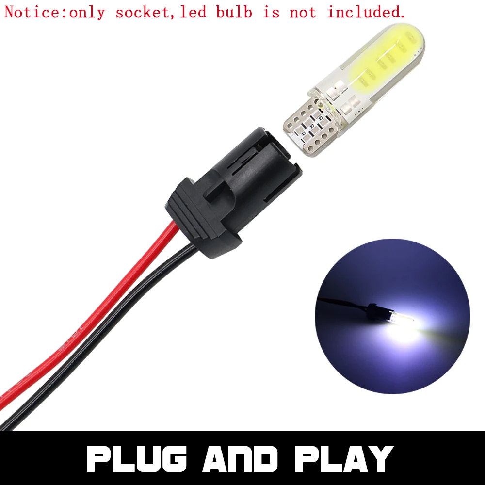 T10 Bulb Light Socket Holder W5W 194 168 Connector Adaptor Wire DC 12V Bulbs Harness Replacement Car Parts 2pcs led lamp bulb base,light holder,lamp holder,light bulb socket,socket connector plug adapter