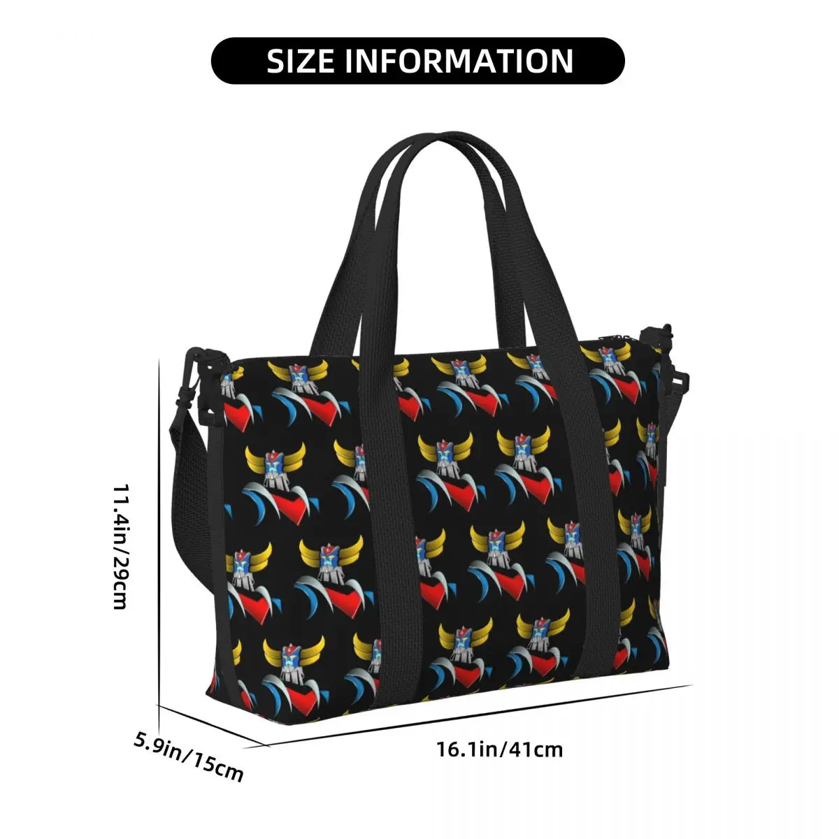 Goldorak Grendizer Tote Bag Women Large Capacity Anime UFO Robot Goldrake Gym Beach Shoulder Travel Bag