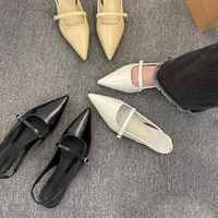 Sandales pointues à la mode pour femmes, robe polyvalente d'été, chaussures à fond plat, chaussures simples légères de Style coréen Mary Jane 1