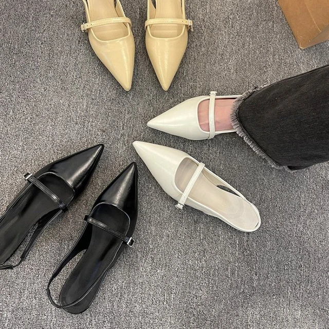 Sandales pointues à la mode pour femmes, robe polyvalente d'été, chaussures à fond plat, chaussures simples légères de Style coréen Mary Jane 1