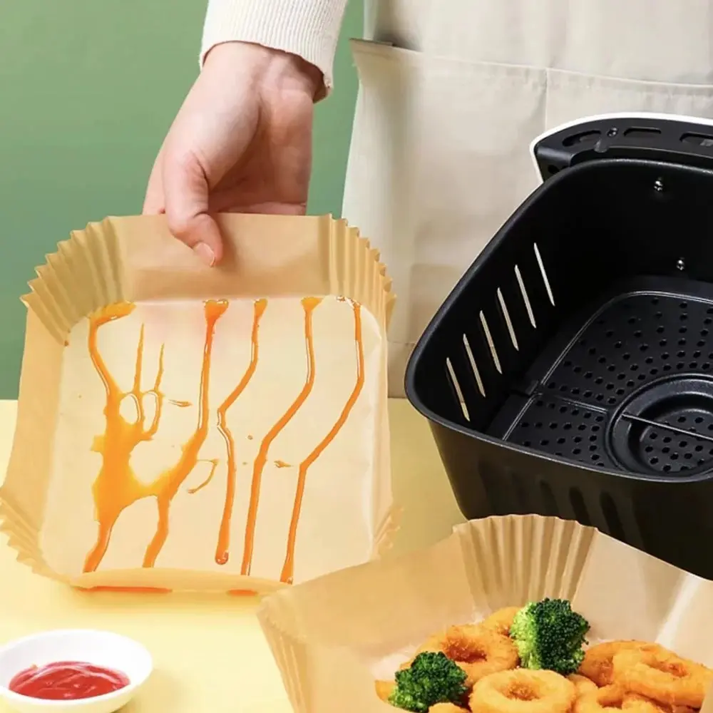 Air Fryer Disposable Parchment Paper Liner Square Round Oil-proof Paper Tray Non-Stick Baking Mat AirFryer Accessories