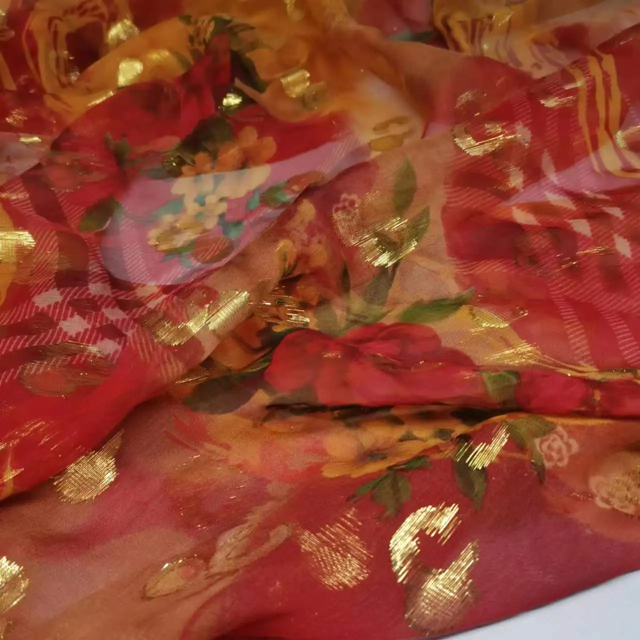 Saree Mulberry Silk Metallic Lurex Brocade Metallic Sudan Toub Fabric Soft Somali Dirac DIY Cloth Dress Scarf Material