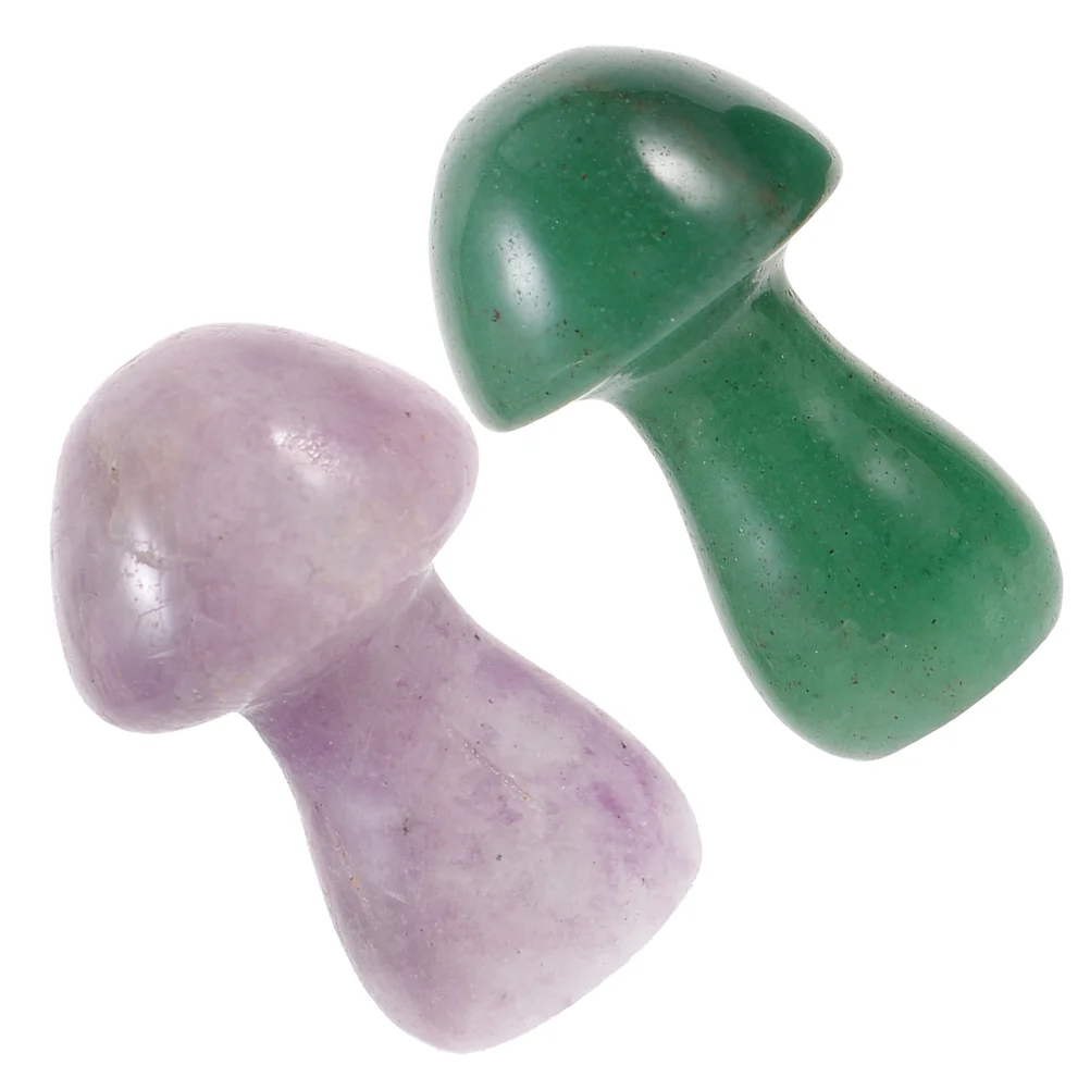 

2 Pcs Crystal Mushroom Mushrooms Stone Ornaments Mini Decorative Forest Adornments Shape Landscaping Plants Decors