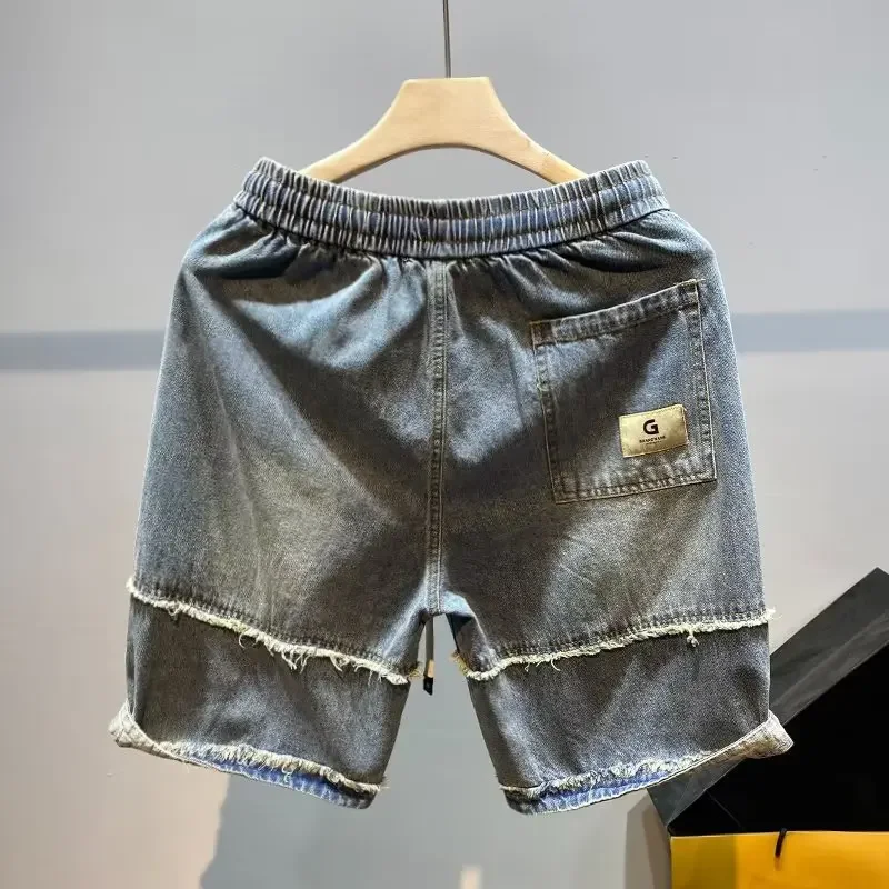 Men's Denim Shorts Summer Thin Style Trendy Brand Casual Outerwear Loose Fit Mid Waist Length Casual Pants For Men denim shorts summer jeans shorts