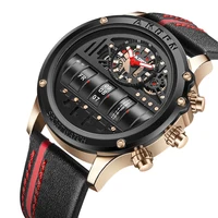 Montre à Quartz électronique de luxe pour hommes montres d'affaires hommes créatifs montre-bracelet Unique rotation Date bracelet en cuir montres 2