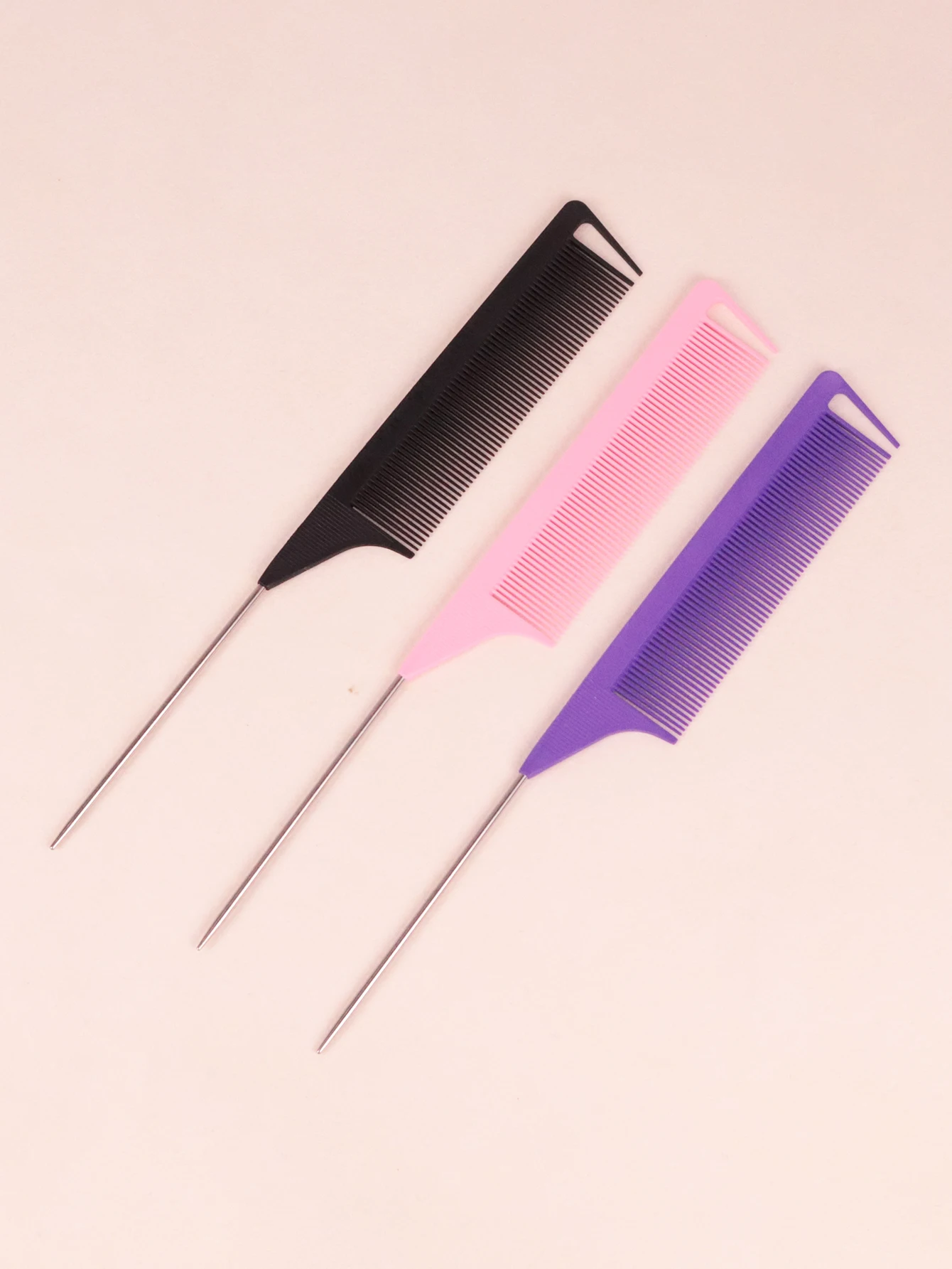 3pcs professional pointed tail comb salon hair stainless steel mouse tail comb hair styling tools Special for real wigs for hair comb,hair styling tool,hair styling comb