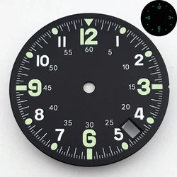 Dual Time Zone 28.5mm Green Blue Watch Dial with Single Calendar and C3 Luminous Feature (Black)