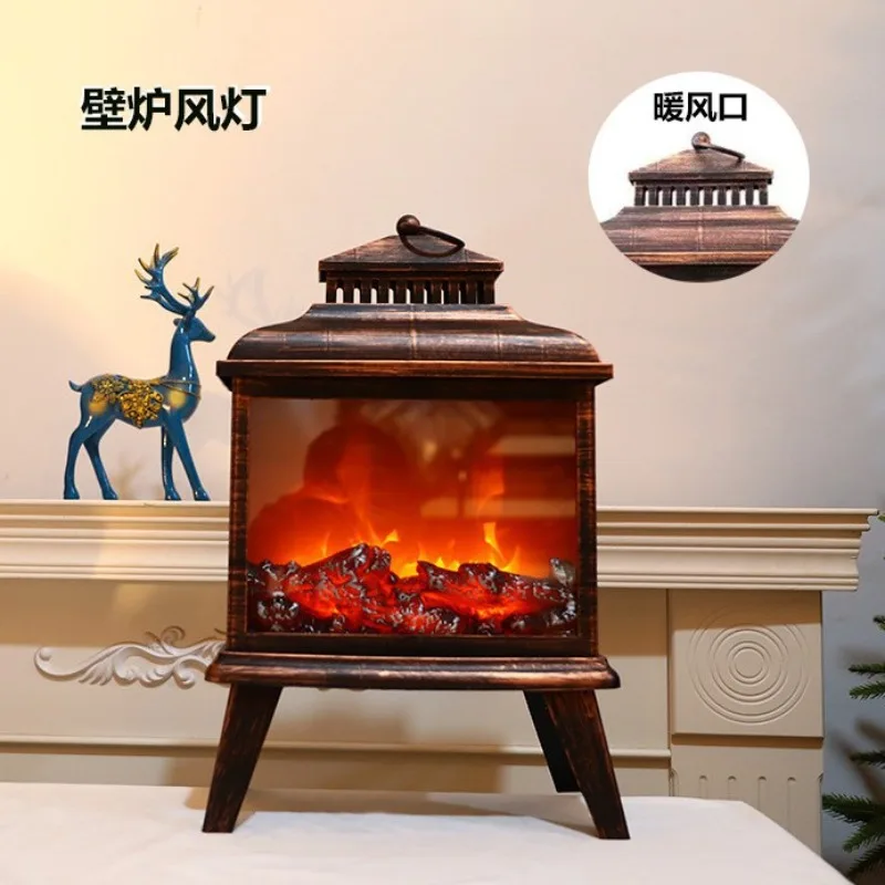 โคมไฟจำลองเปลวไฟ LED พร้อมลม, ของตกแต่งภายในธีมคริสต์มาส เตาผิงไฟฟ้า ชาร์จ USB ใช้งานได้สองแบบ 1