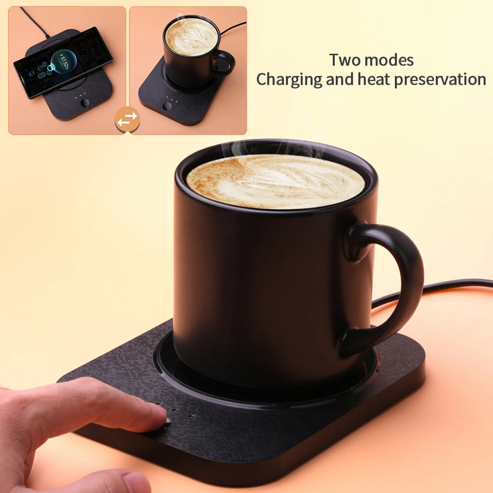 Coffee Mug Warmer, Drink Warmer with Wireless Charger,Beverage heater with  Automatic shutdown-Smart Cup Warming and Phone Charging 2 in 1 for Desk Off