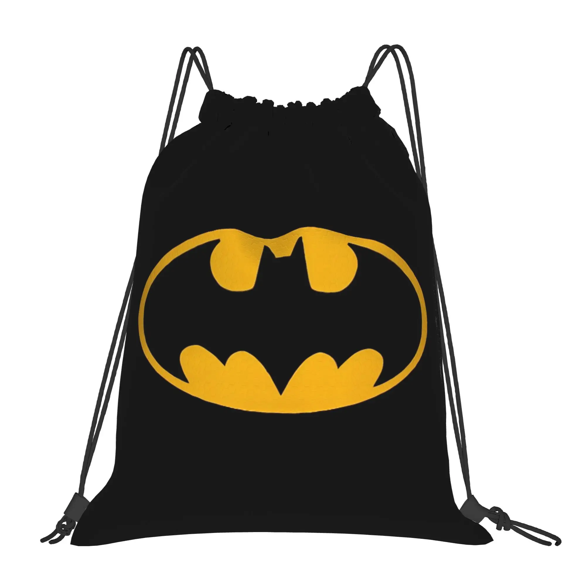 Iconic Batman Logo Drawstring Backpack - Water-Resistant Gym and Travel Sackpack
