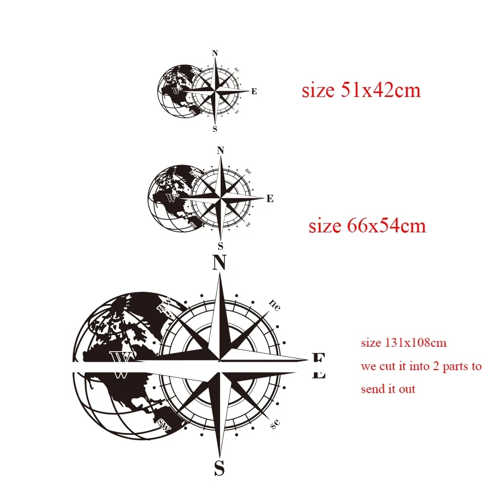 kompas globe sticker Earth globe caravan windroos mobiel huis aanpasbare  verschillende maten kompas sticker 3D52 - AliExpress, image size:1000x1000