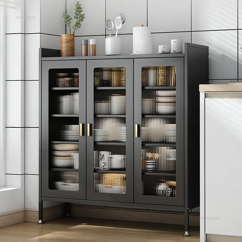 Modern Metal Kitchen Cabinet with Door Household Dust-proof Kitchen Cabinets Multi-functional Small Appliance Storage Cabinet 4