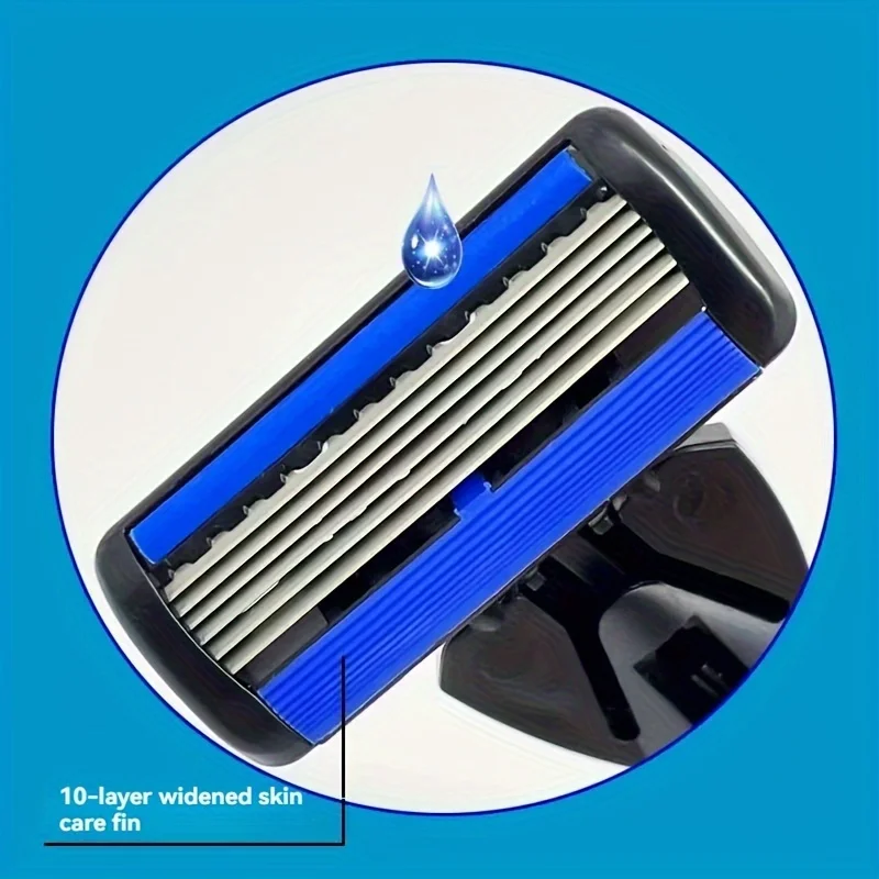 6-layer razor blade, men's stainless steel blade, classic water washed razor, sharp blade for clean shaving 2