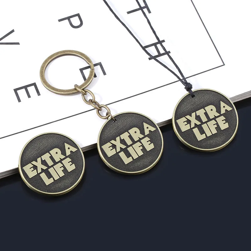 Ready Player One Portachiavi Bronzo Antico Bitcoin Extra Life Ciondolo Moneta Portachiavi Donna Uomo Fan Portachiavi Auto Gioielli Souvenir