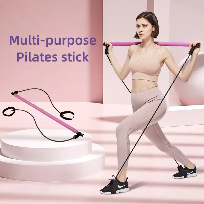 Pilates Bar Kit with Resistance Band-Full Body Workout Shaping at Home Gym with Yoga Bar and Pilates Band for Women and Men fitness resistance band,fitness accessories