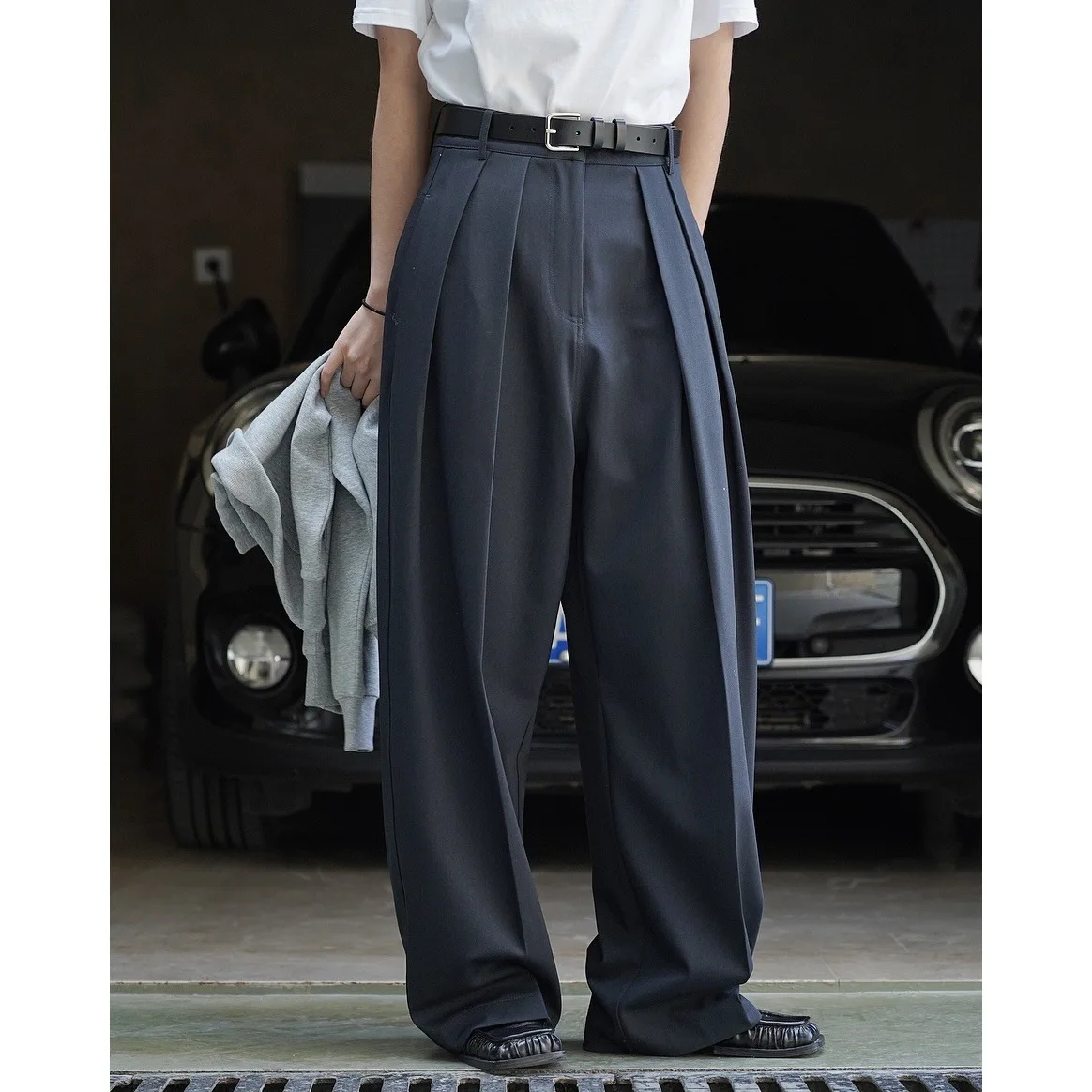 

SuperAen Spring 2024 New Korean Commuter Straight Leg Wide Leg Suit Loose Cropped Casual Pants